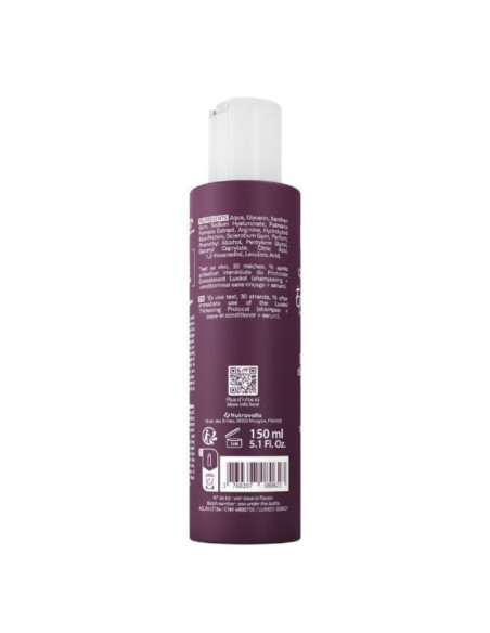 flacon bordeau avec pompe blanche, 150ml et code barre