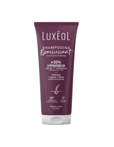 tube bordeau avec capuchon blanc, shampoing épaississant, +35% épaisseur