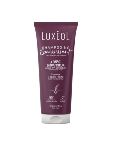 tube bordeau avec capuchon blanc, shampoing épaississant, +35% épaisseur