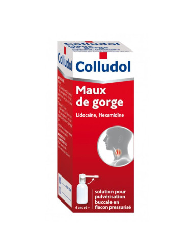 boite blanche et rouge colludol, maux de gorge à la lidocaine et hexamidine