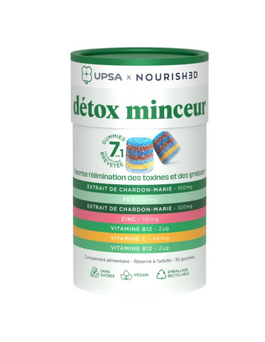 Upsa x Nourished Détox Minceur 7 en 1. 30 gummies
