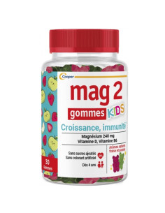 Mag 2  Kids Croissance, Immunité Arôme Fraise et Pomme. 30 gommes
