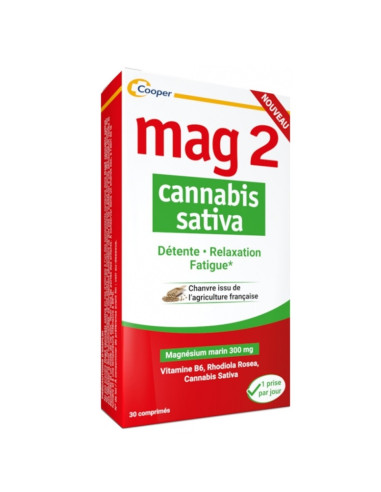 Mag 2 Cannabis Sativa. Détente, Relaxation, Fatigue. 30 comprimés