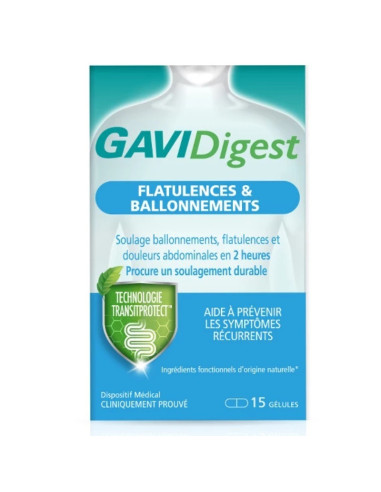 GaviDigest Flatulences & Ballonnements. 15 gélules
