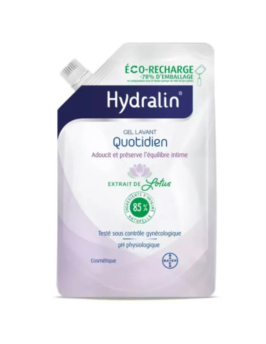 Hydralin Quotidien Gel Lavant intime quotidien Extrait de Lotus. Recharge 400ml
