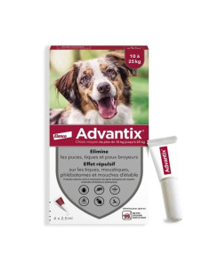Advantix Solution spot-on Chien moyen 10 à 25 kg Pipettes de 25ml 4 pipettes Bayer - 1