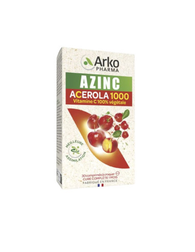 Arkopharma Azinc Acerola 1000. 30 comprimés à croquer