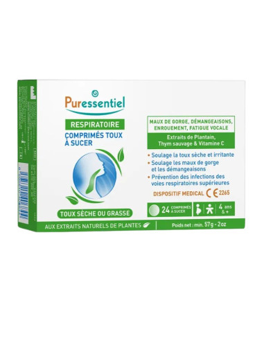 Puressentiel Respiratoire Comprimés Toux à sucer 24 comprimés