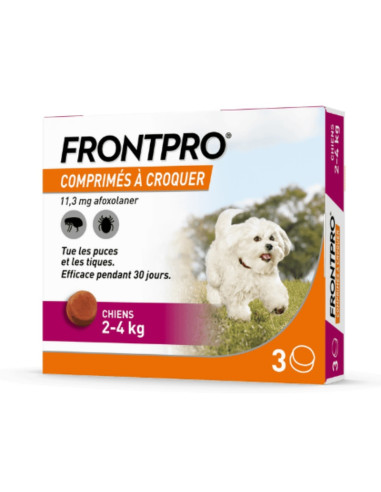 FrontPro 11.3mg Comprimés à croquer Chiens 2-4kg. x3