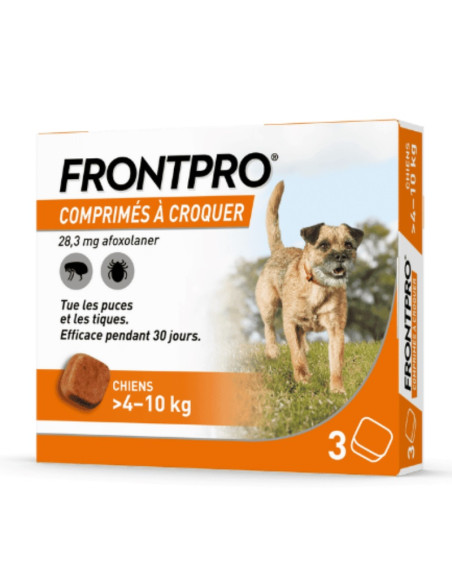 FrontPro 28mg Comprimés à croquer Chiens 4-10kg. x3
