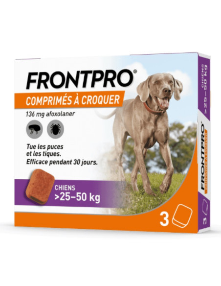 FrontPro 136mg Comprimés à croquer Chiens 25-50kg. x3