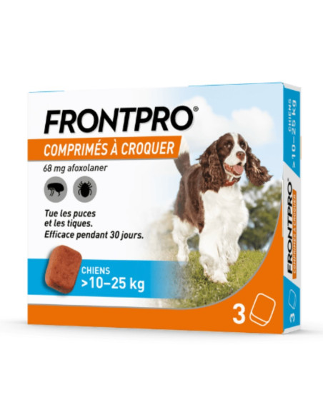 FrontPro 68mg Comprimés à croquer Chiens 10-25kg. x3