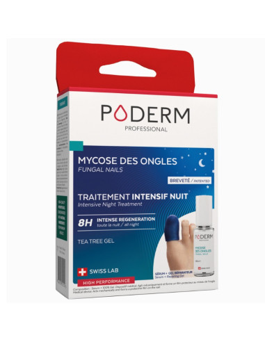 Poderm. Mycose des ongles. Traitement Intensif Nuit 8h. 8ml + Capuchon