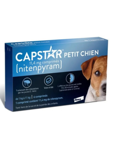 Capstar 11.4mg Petit chien de 1 à 11 kg. 6 comprimés