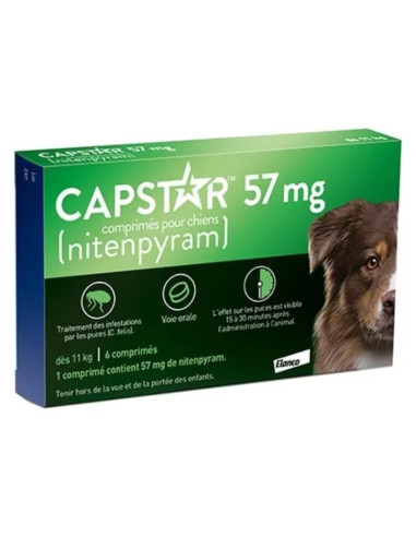 Capstar 57mg Chien de + de 11kg. 6 comprimés