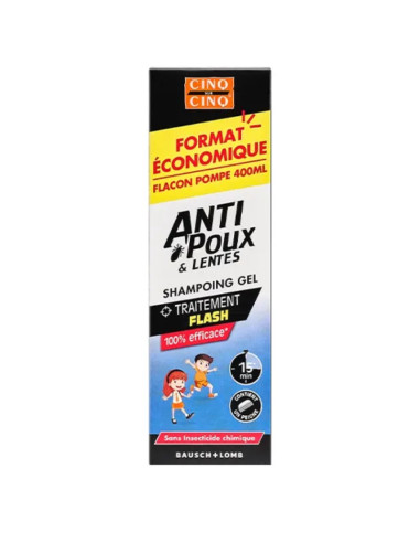 Cinq sur Cinq Natura Shampooing Anti-Poux Lentes Neutre. Flacon pompe 400ml