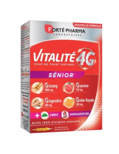 Forté Pharma Vitalité 4G Sénior. 20 ampoules énergisantes