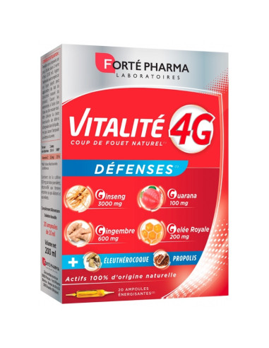 Forté Pharma Vitalité 4G Défenses. 20 ampoules énergisantes