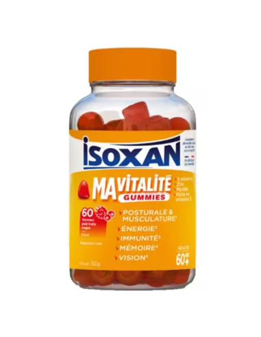 Isoxan Ma vitalité 60+ Gummies. 60 gommes Goût Fruits Rouges