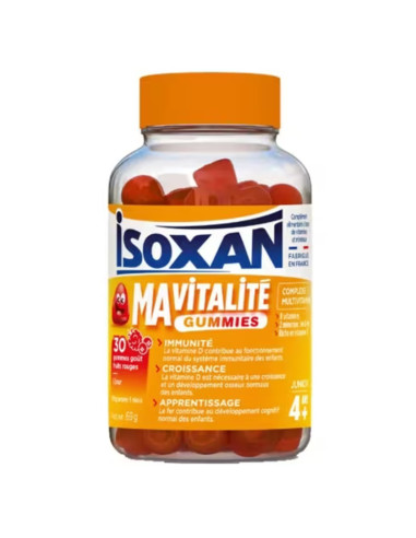 Isoxan Ma vitalité 4+ Gummies. 30 gommes Goût Fruits Rouges