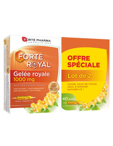 Forté Royal Gelée Royale 1000mg. Solution buvable. Lot 2x40 ampoules de 10ml