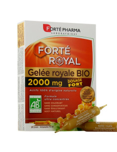 Forté Royal gelée Royale Bio 2000mg. Solution buvable. 20 ampoules