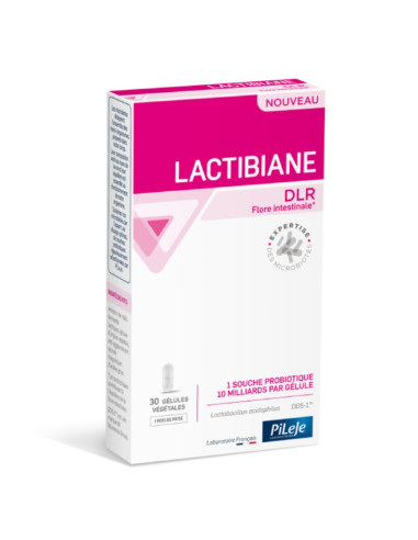 Lactibiane DLR Flore Intestinale. 30 gélules végétales boite rose et blanche