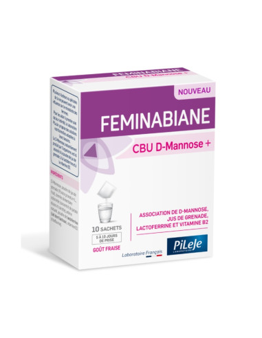 Pileje Feminabiane CBU D-Mannose+.10 sachets boite blanche et violette