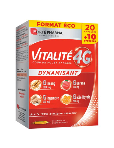 Offre Forté Pharma Vitalité 4G Dynamisant. 20 ampoules + 10 OFFERTES