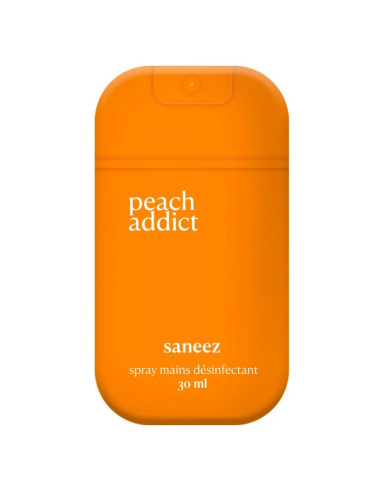 SANEEZ Spray désinfectant mains peach addict. 30 ml - orange SANEEZ Spray désinfectant mains peach addict. 30 ml - orange