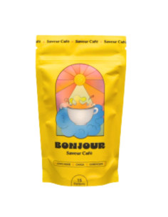 Bonjour Café. 90g 15 doses petit sachet jaune soleil