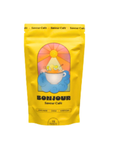 Bonjour Café. 90g 15 doses petit sachet jaune soleil