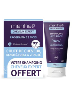 Offre Manhaé Cap Expert 3 mois. 120 gélules + un shampooing anti-chute 50ml offert