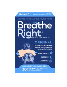 Breathe Right Original Bandelettes Nasales Large. x30 boite bleue