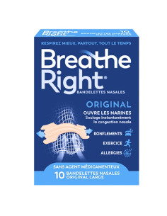 Breathe Right Original Bandelettes Nasales Large. x10 boite bleue