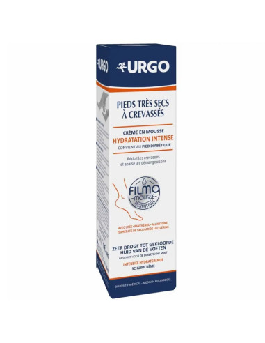 Urgo Filmo-Mousse Crème en mousse pieds très secs à crevassés. Spray 125ml