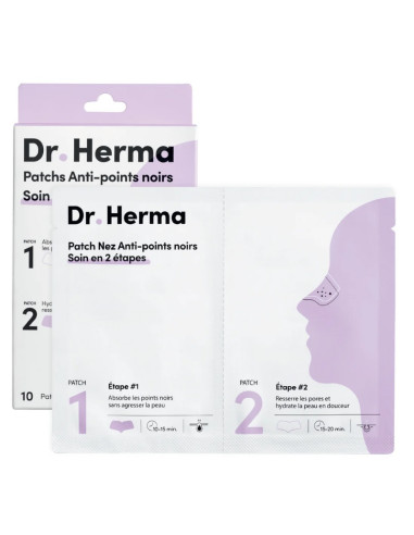 Dr.Herma Patchs Nez Anti-points noirs Soin 2 étapes. 10 patchs