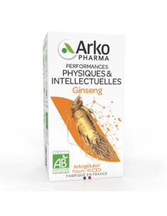 boite blanche avec de l'orange/brun une racine de ginseng dessus