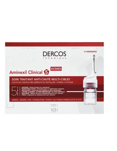 Vichy Dercos Aminexil Clinical 5 Femme Soin Traitant Anti-chute Multi-cibles 21x6ml
