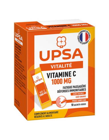 Upsa Vitalié Vitamine C 1000mg. 10 sachets-doses - boite orange