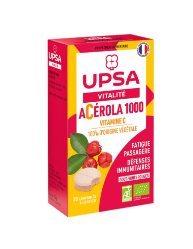 upsa Vitalité Acérola 1000. Vitamine C. 30 comprimés à croquer