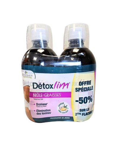 Détoxlim Brûle-Graisses. Solution buvable. Lot 2x500ml