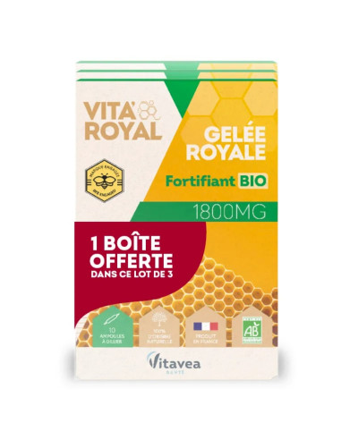 Vita'Royal Geléee Royale . Lot de 3. 30 ampoules de 10ml
