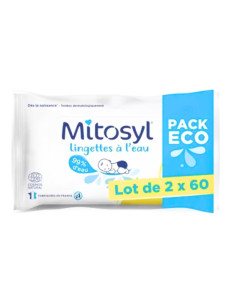 Mitosyl Lingettes à l'eau . Pack eco 2x60