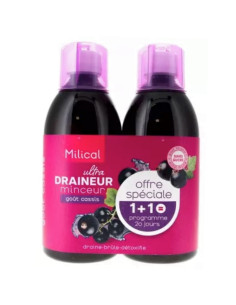 Milical Ultra Draineur Minceur Goût Cassis. Lot 2x 500ml