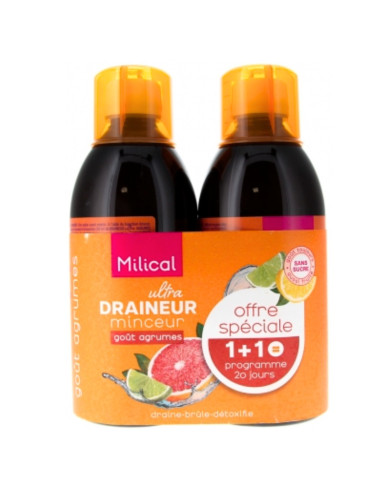 Milical Ultra Draineur Minceur Goût Agrumes. Lot 2x500ml