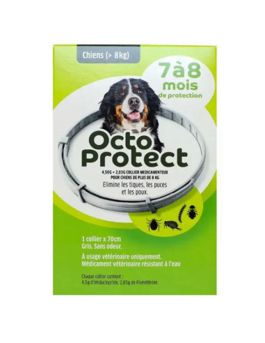 Octo Protect Collier Médicamenteux Chien +8kg. 70cm x1