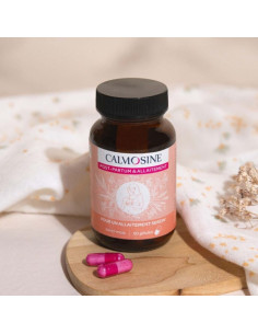 flacon en verre teinté brun avec étiquette saumoné