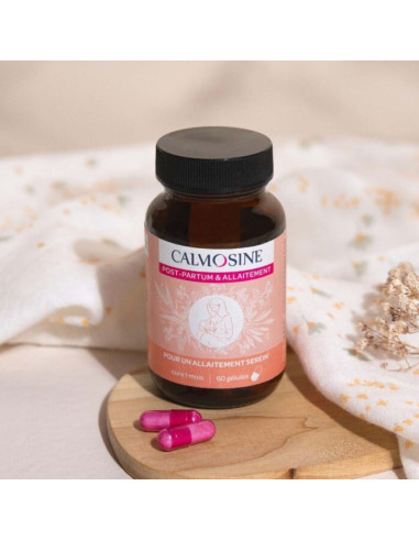 flacon en verre teinté brun avec étiquette saumoné