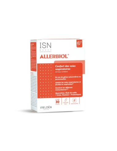 Ineldea Allerbiol Confort Voies Respiratoires. 60 gélules boite orange et blanche
